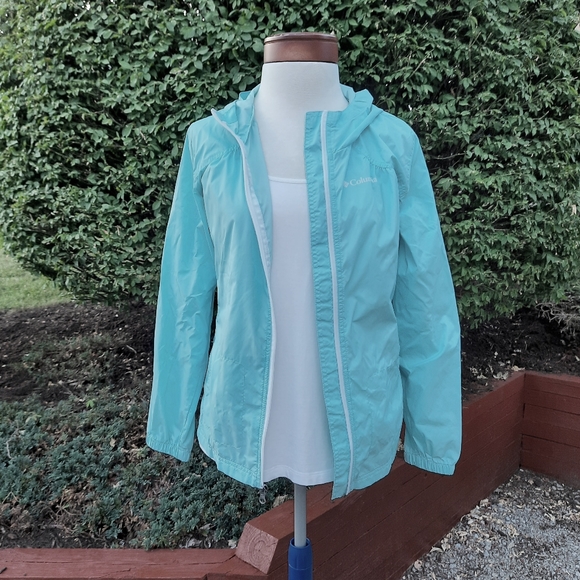 Columbia Girl's Nylon Windbreaker Rain Jacket Full Zip Lightweight Travel - Picture 8 of 14
